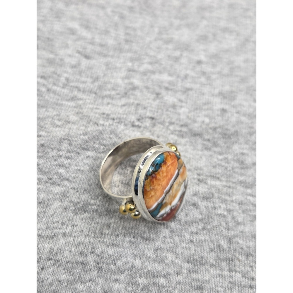 YS Signed Handmade Sterling Silver Composite Stone Cabochon Ring Size 8.25 9.89g - Picture 3 of 6